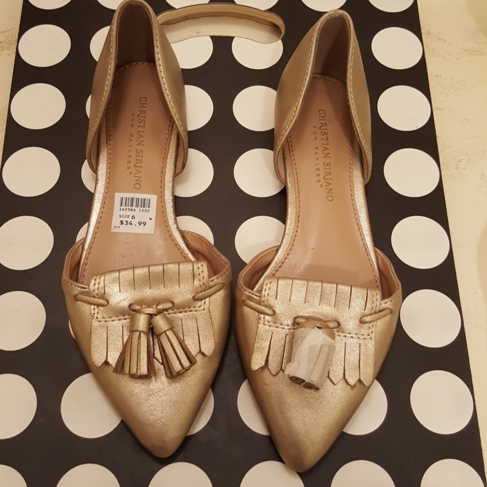 Christian Siriano -gold flats 6W